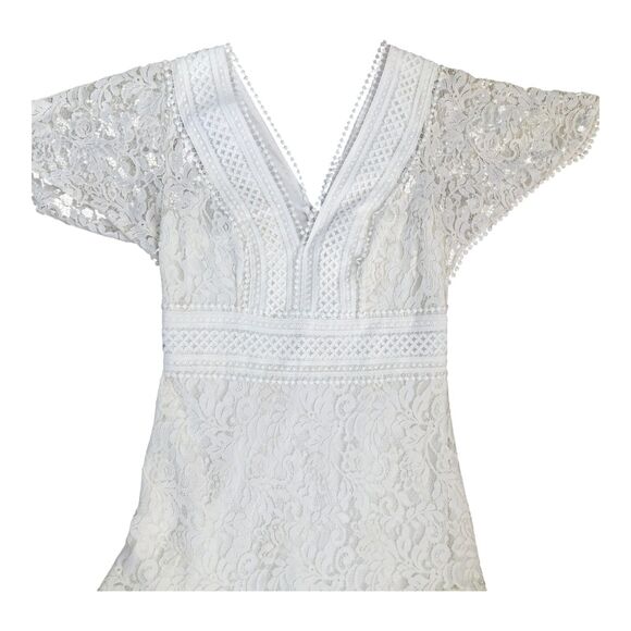 Eliza J $188 V-Neck Lace Flounce‎ Sleeve Cocktail Party Wedding Guest Dress 6 - Picture 16 of 16